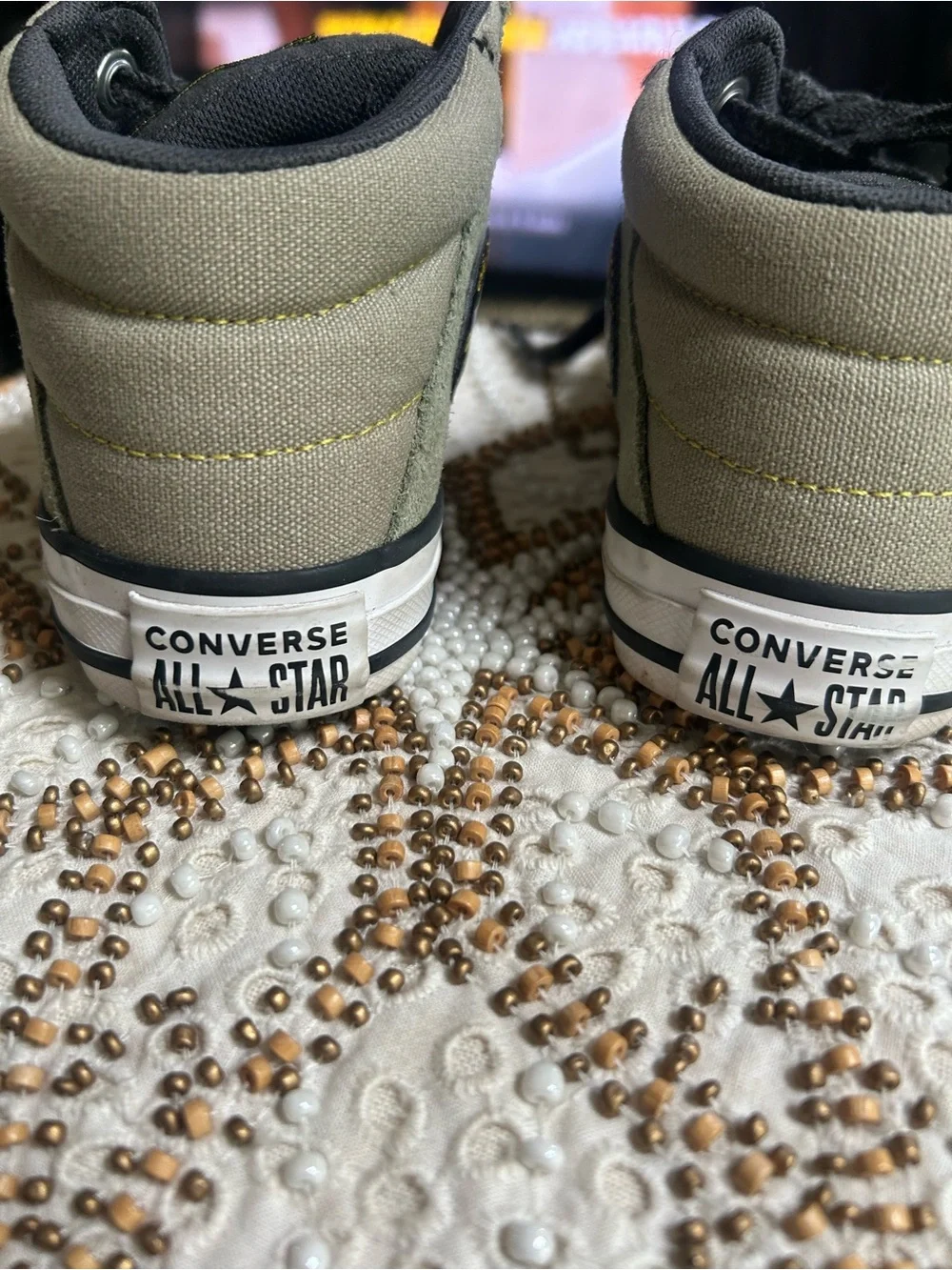 Converse Kids High-Top Sneakers in Black and Olive Green size 13.5.